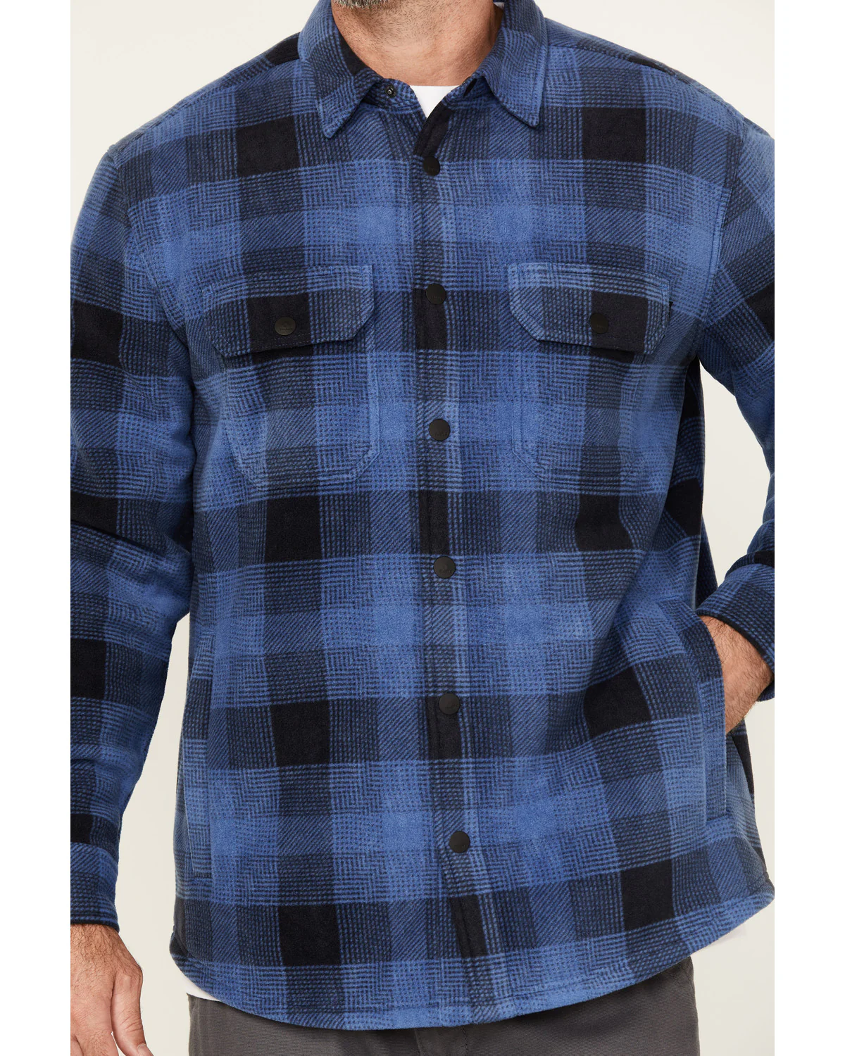 Men's Ainsley Plaid Print Long Sleeve Snap Polar Fleece Shirt Jacket - Image 3