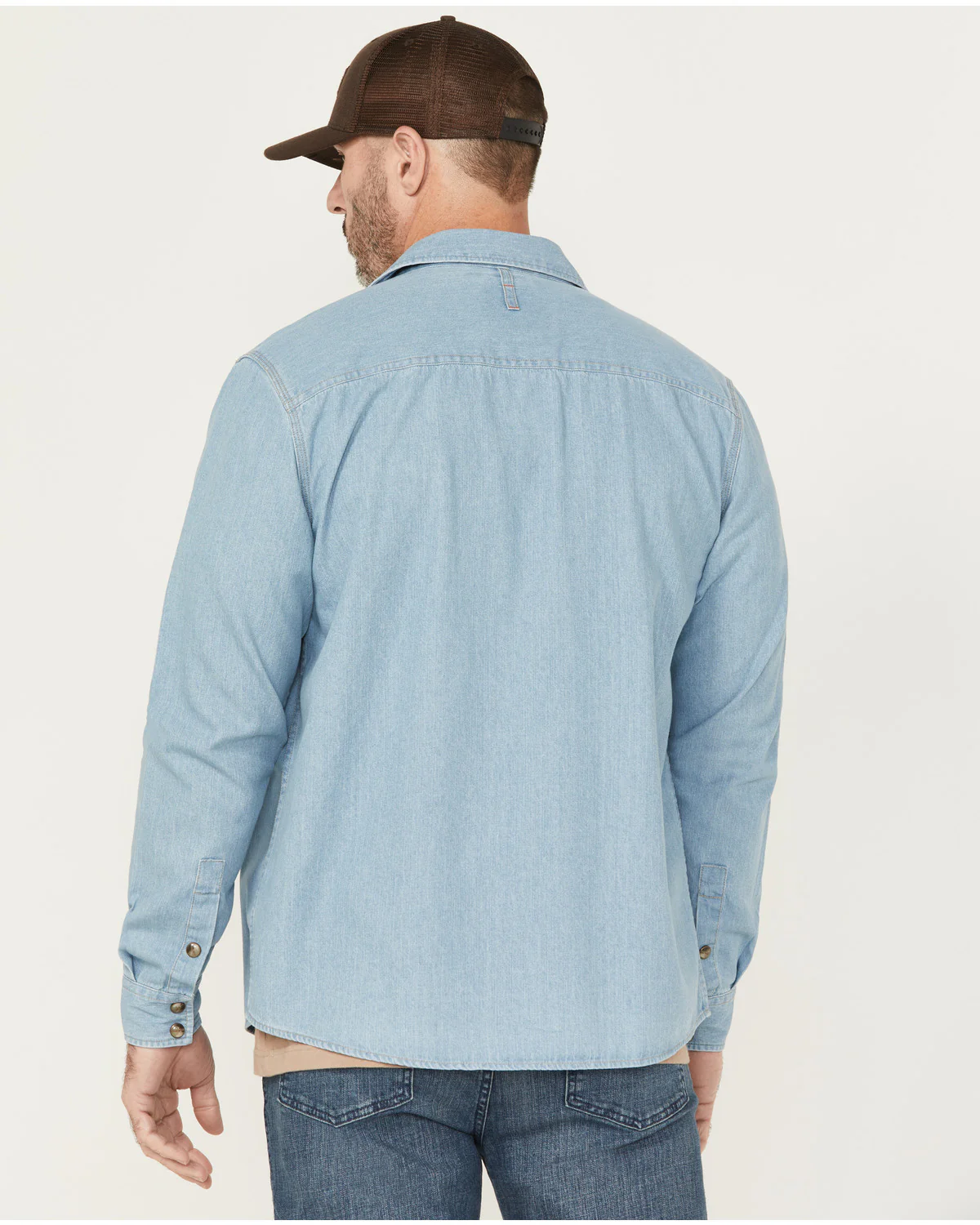 Men's All Out Light Wash Long Sleeve Snap Denim Work Shirt - Image 4