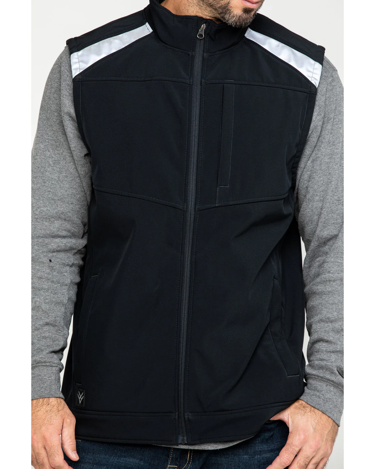 Men's Black Reflective Softshell Moto Work Vest - Tall - Image 4