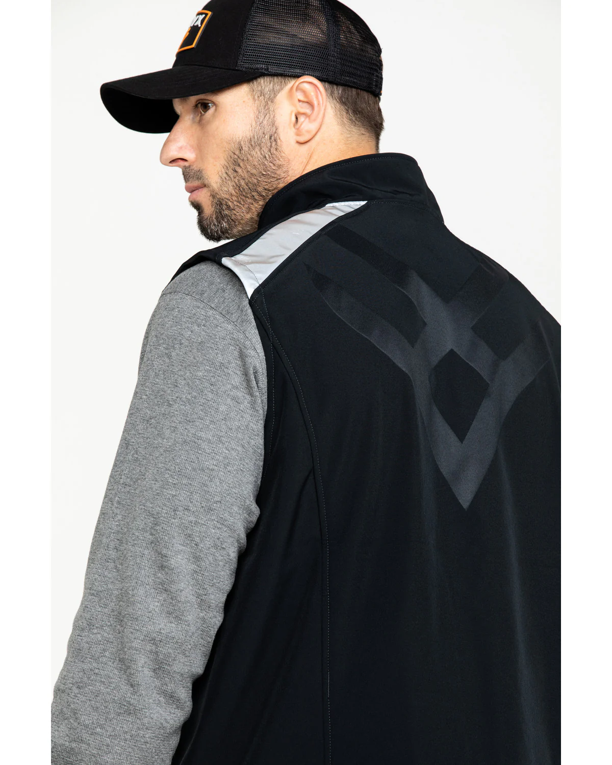 Men's Black Reflective Softshell Moto Work Vest - Tall - Image 5