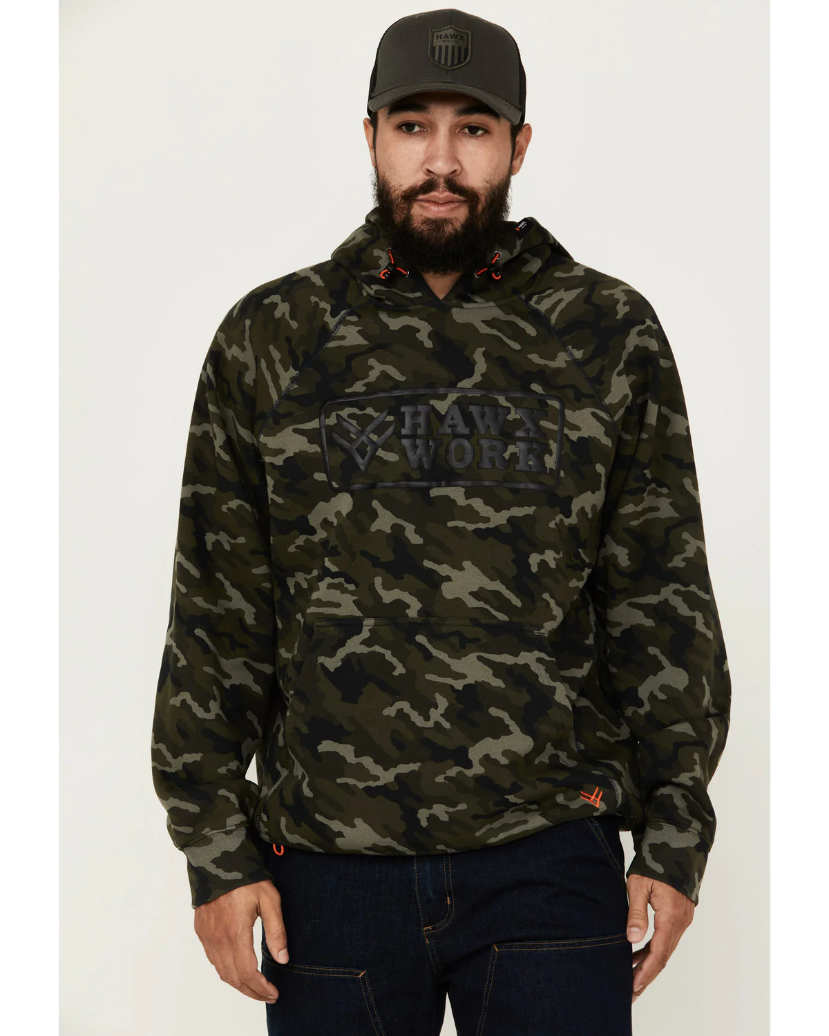 Men's Camo Print Fleece Work Hooded Sweatshirt