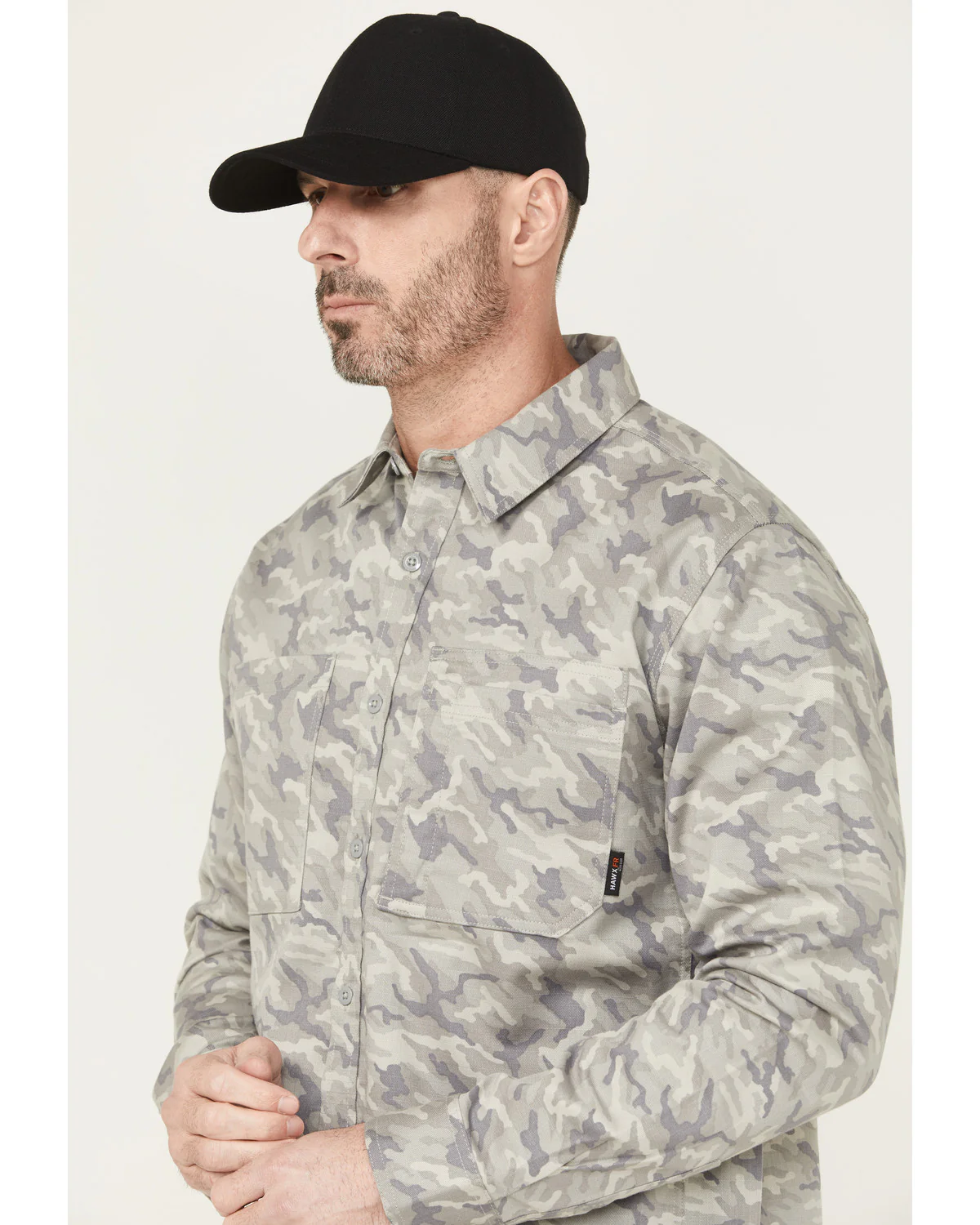 Men's FR Camo Print Long Sleeve Button-Down Stretch Work Shirt - Image 2