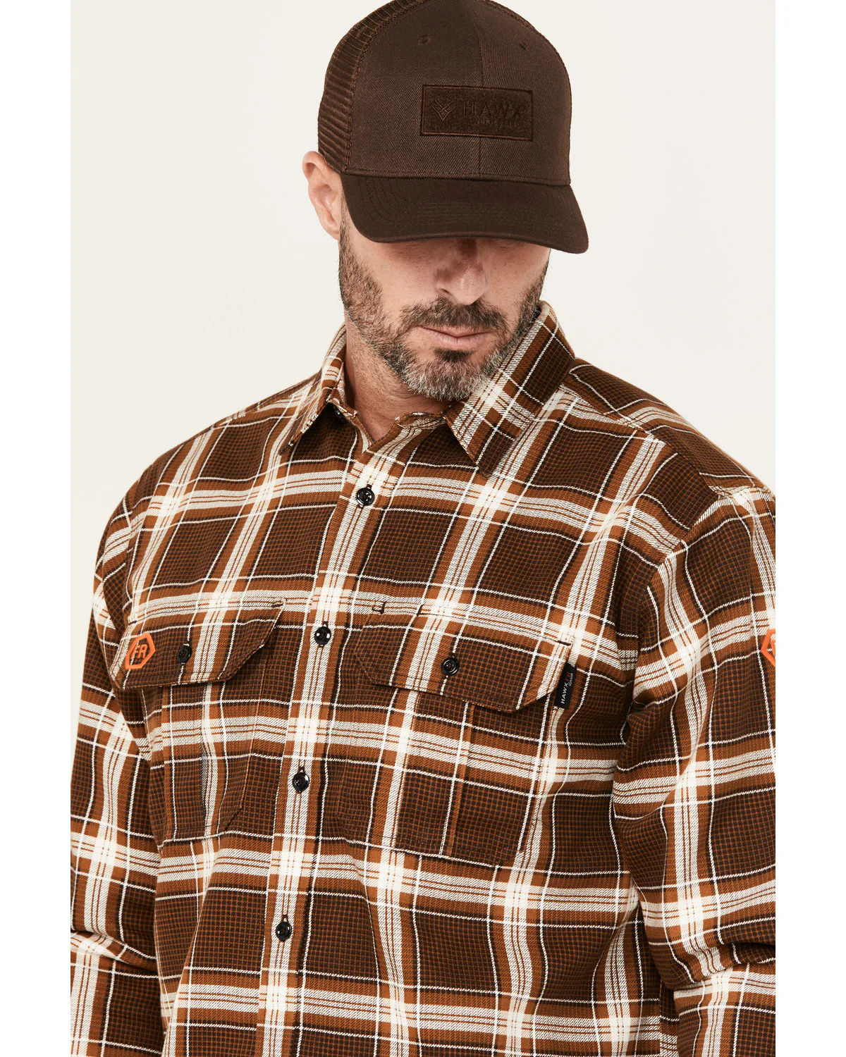 Men's FR Plaid Print Long Sleeve Button-Down Western Work Shirt - Image 2