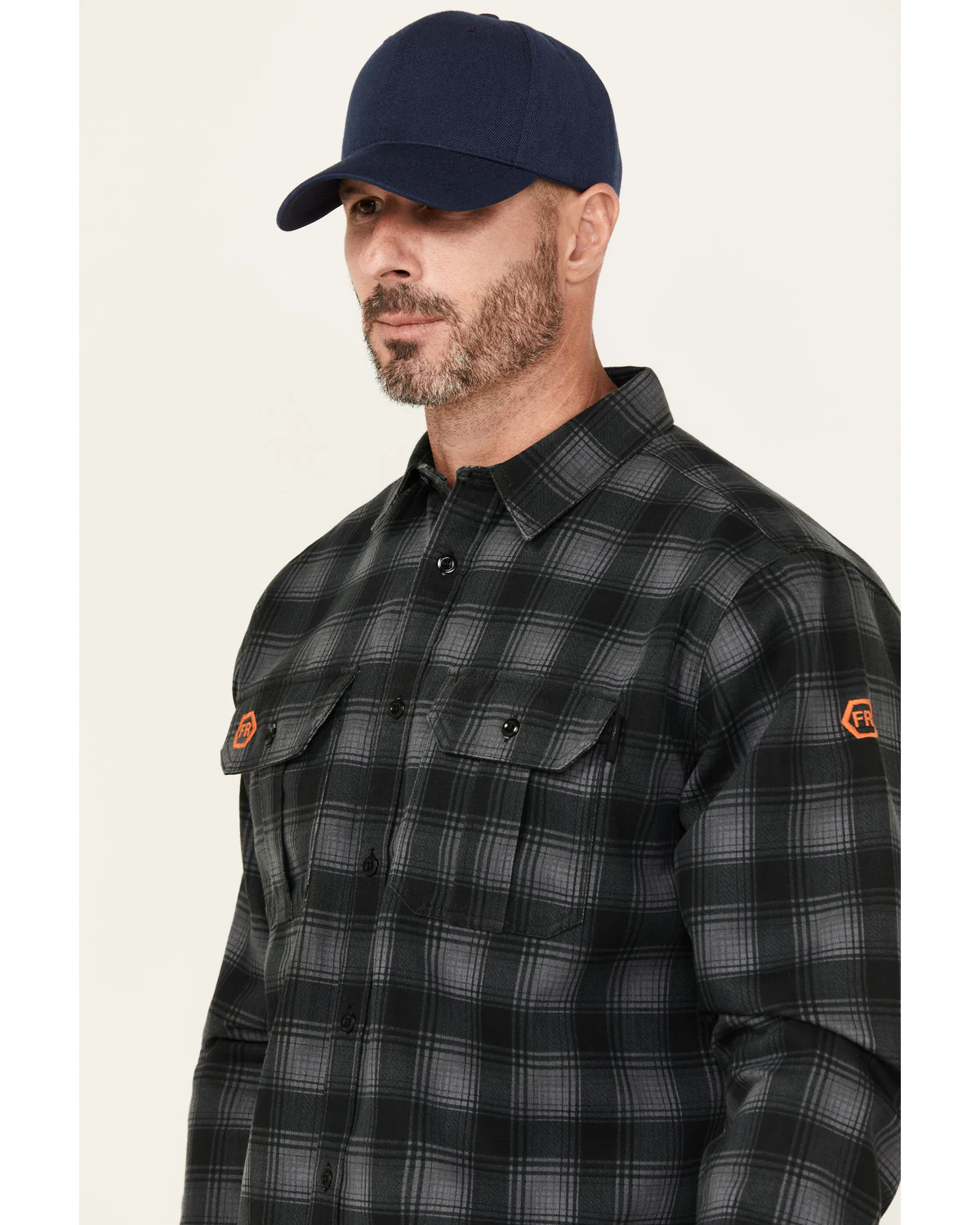 Men's FR Plaid Print Long Sleeve Button-Down Western Work Shirt - Image 2
