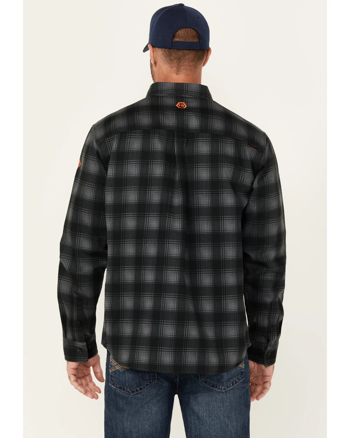 Men's FR Plaid Print Long Sleeve Button-Down Western Work Shirt - Image 4