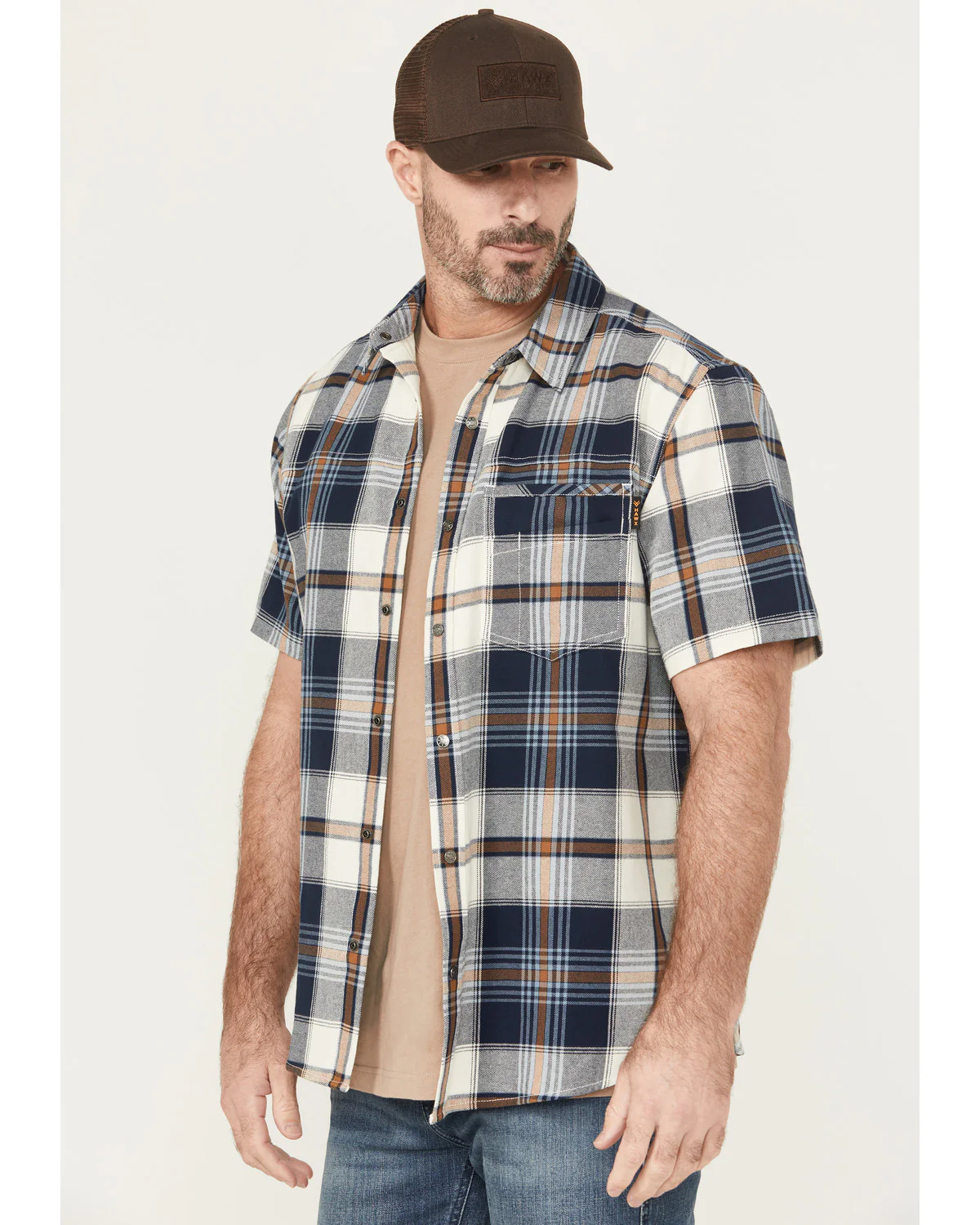 Men's Hedgerow Plaid Print Short Sleeve Snap Work Shirt - Image 2