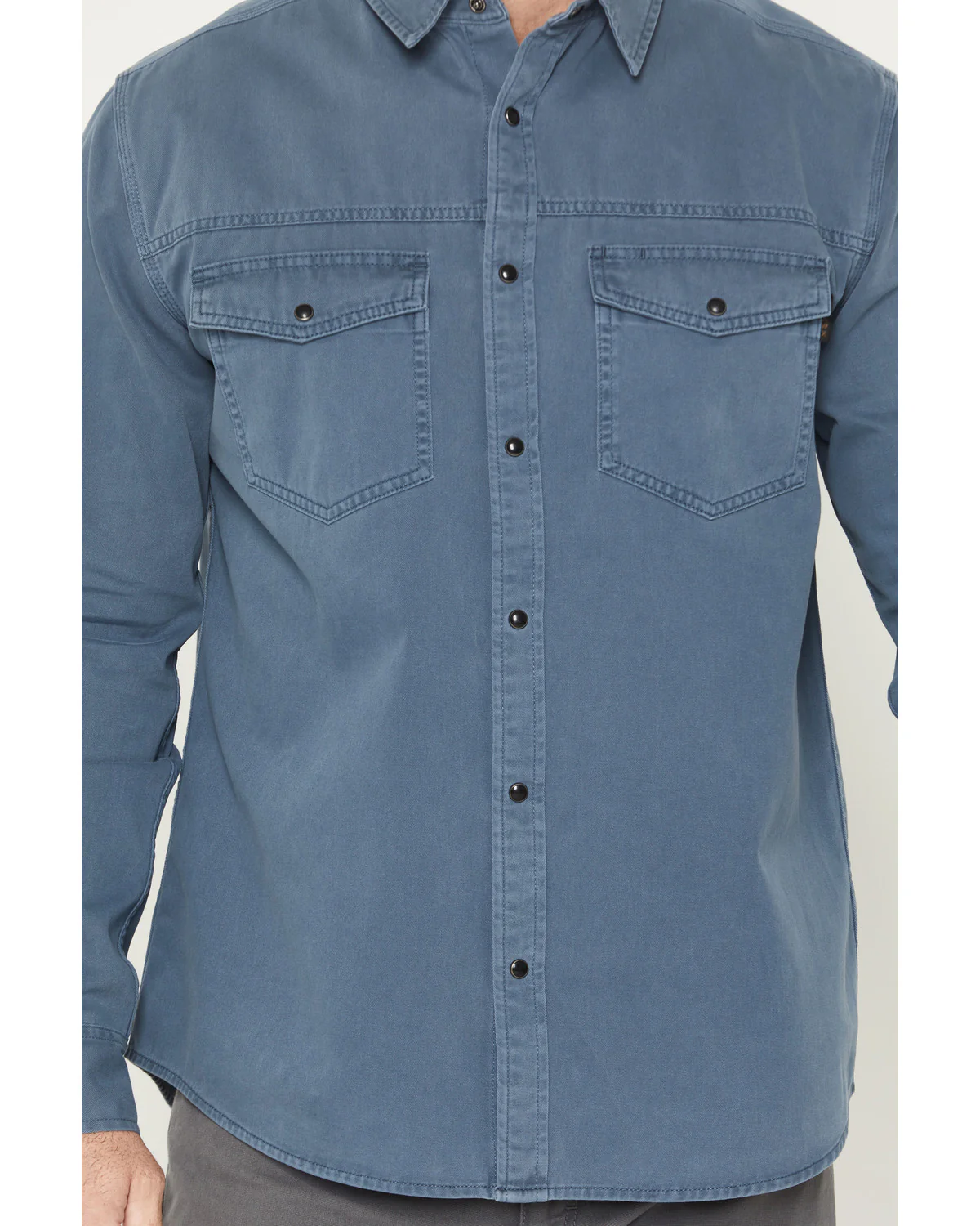 Men's Burr Solid Long Sleeve Snap Woven Work Shirt - Image 3