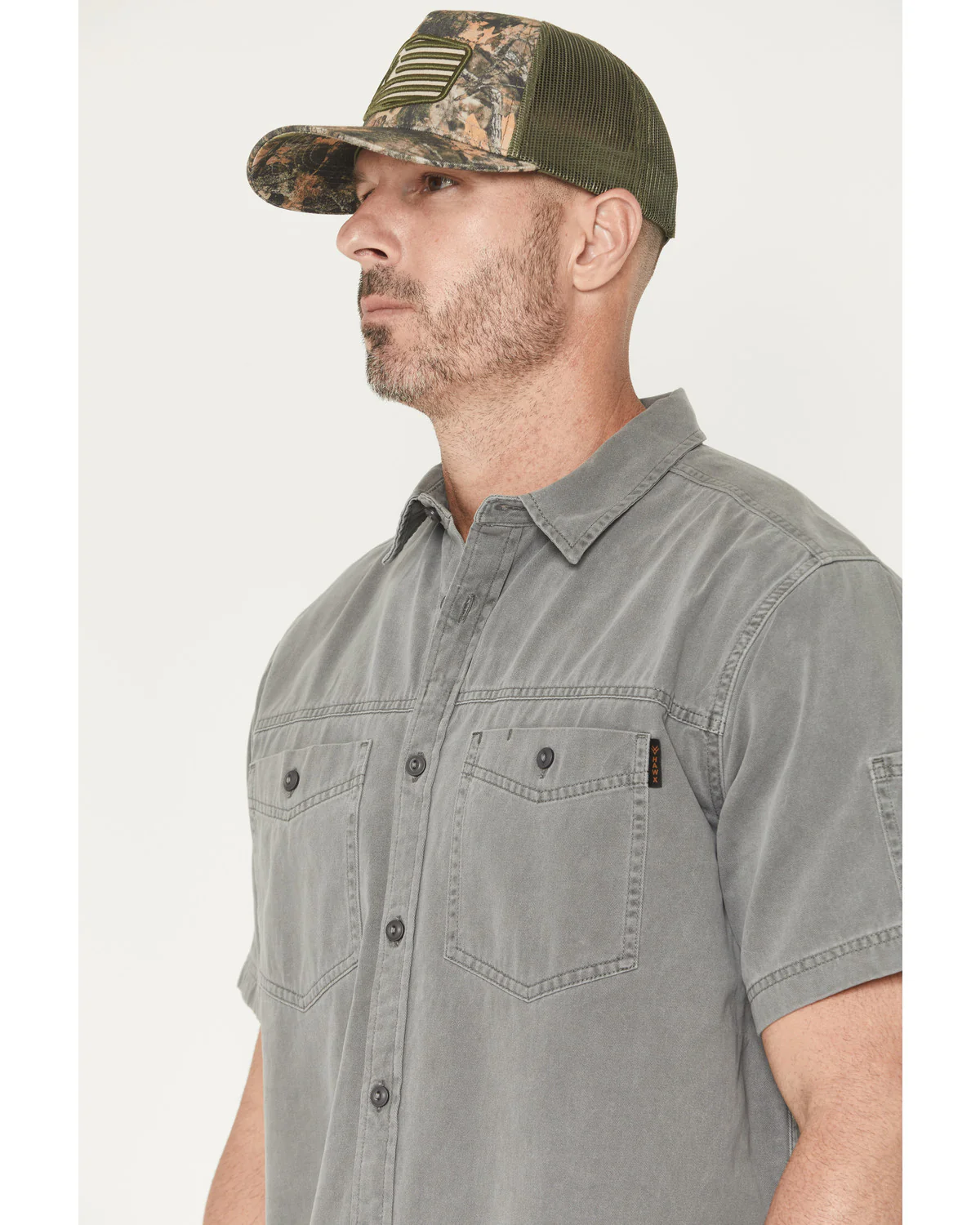 Men's Burr Solid Short Sleeve Button-Down Woven Work Shirt - Image 2