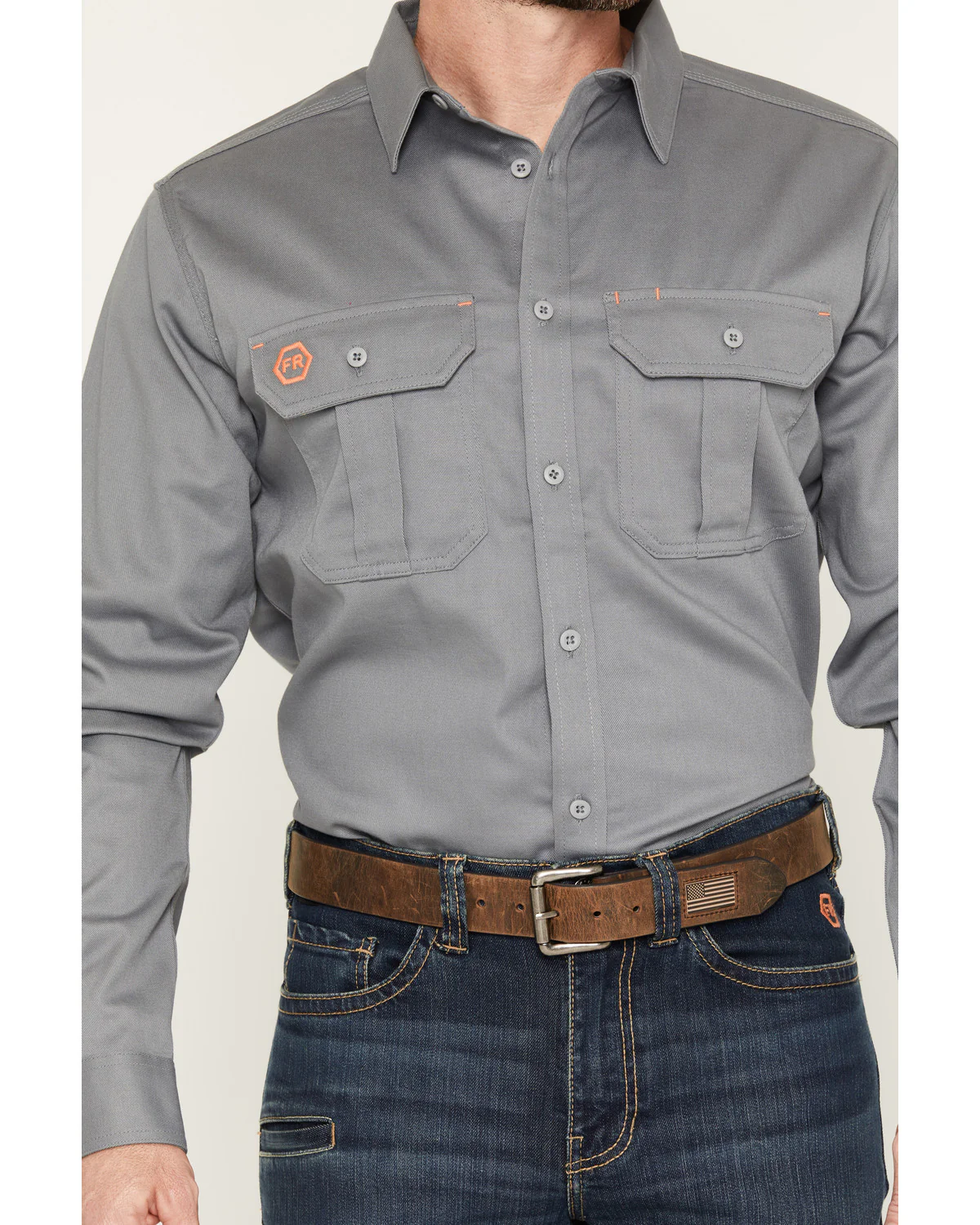 Men's FR Woven Long Sleeve Button-Down Work Shirt - Image 3