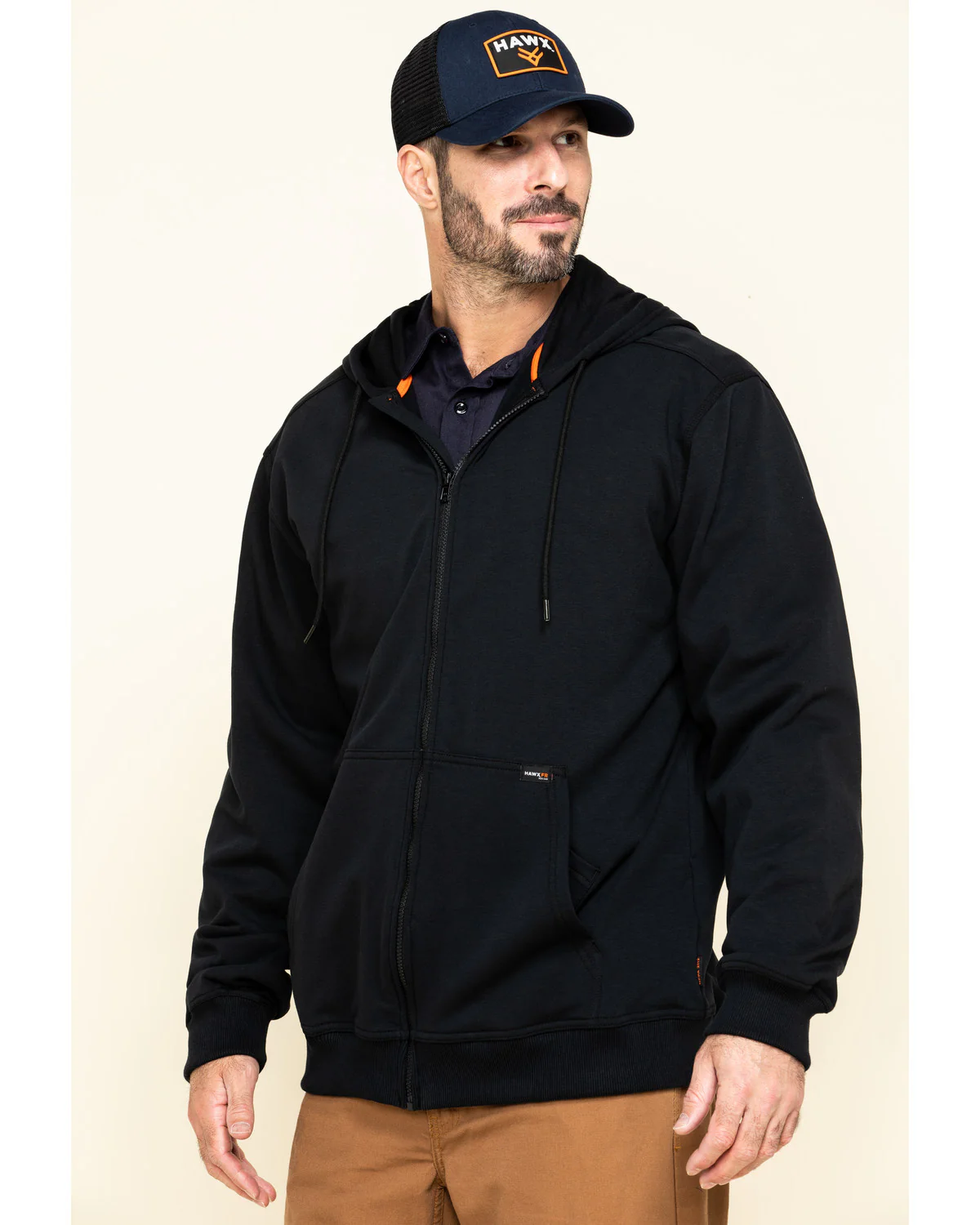 Men's FR Zip Up Fleece Hooded Work Hoodie - Image 3