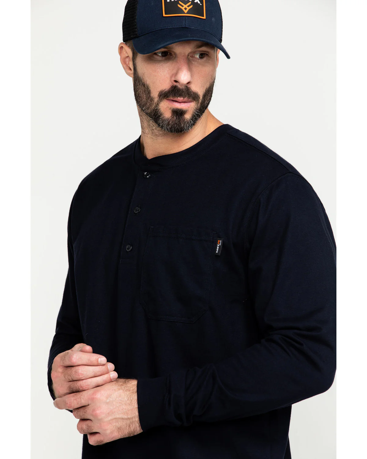 Men's Men's FR Pocket Henley Long Sleeve Work Shirt - Image 11