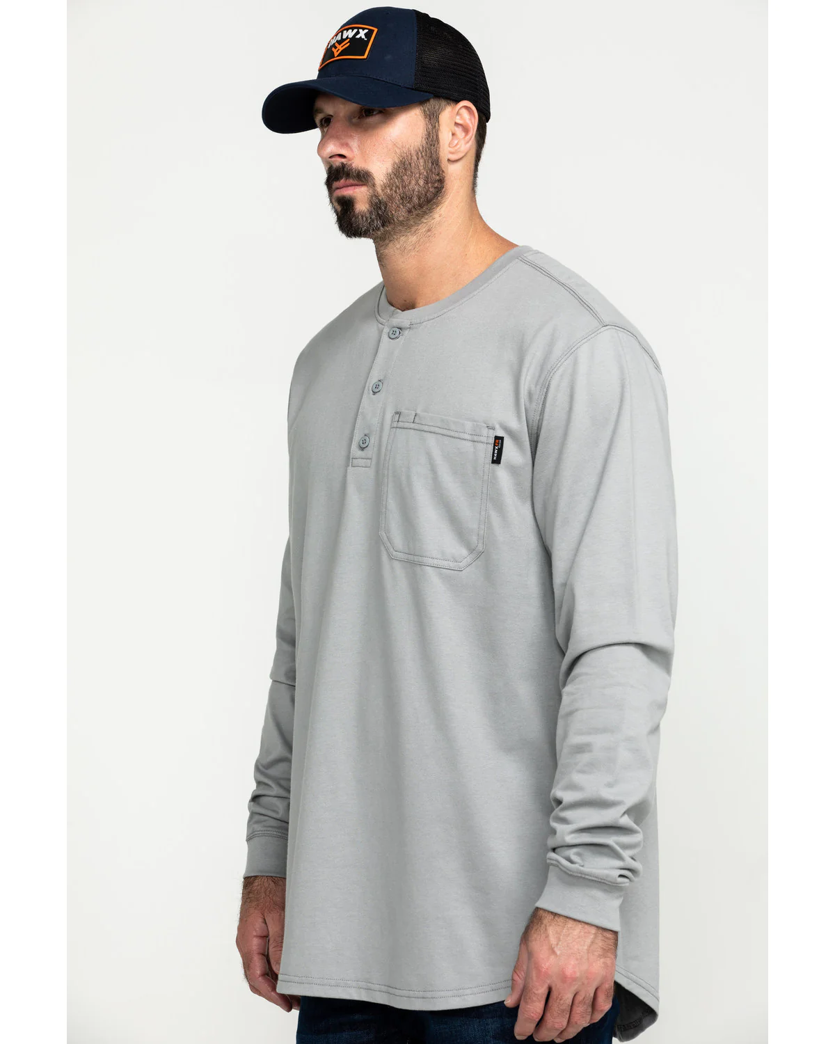 Men's Men's FR Pocket Henley Long Sleeve Work Shirt - Image 3