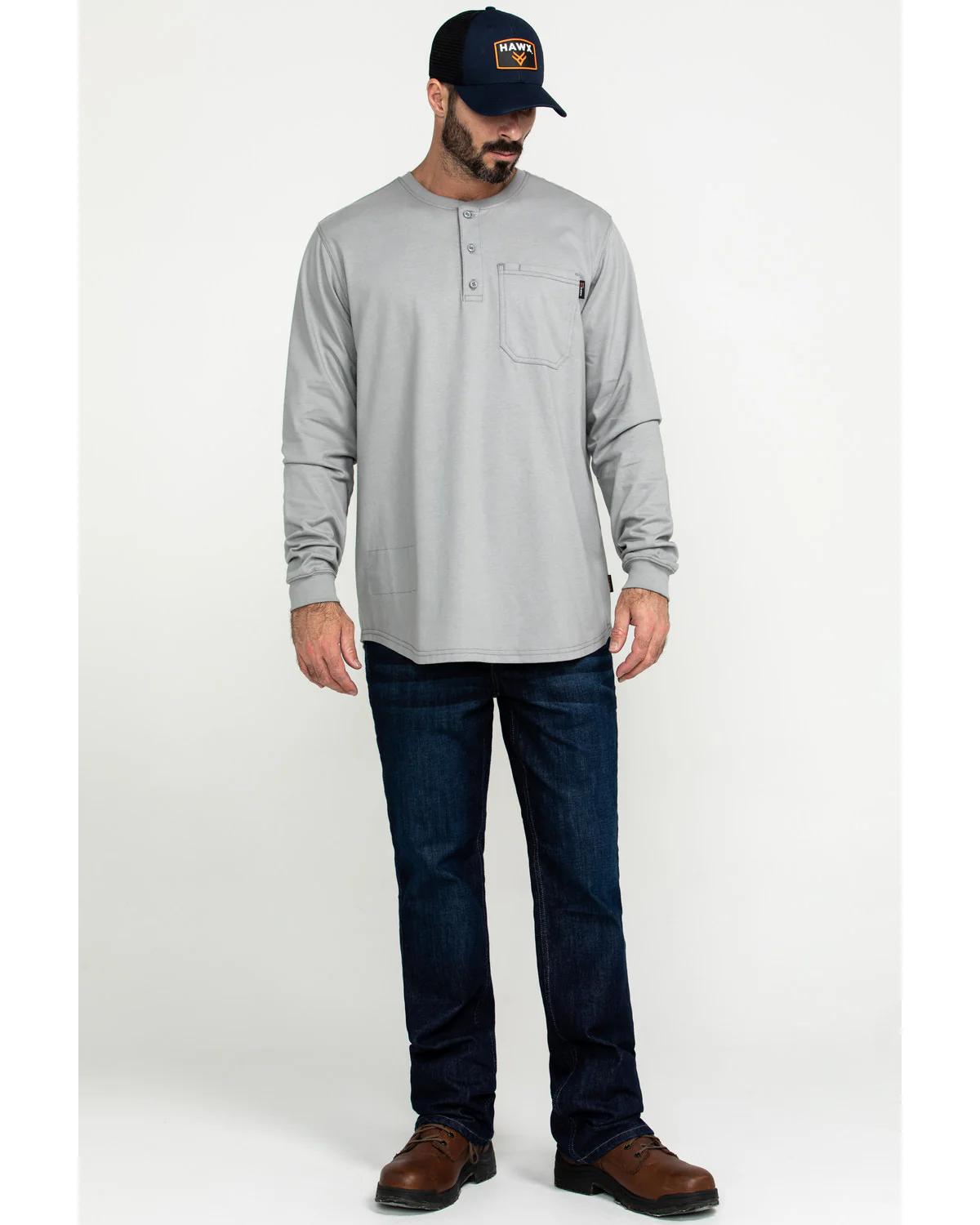 Men's Men's FR Pocket Henley Long Sleeve Work Shirt - Image 6