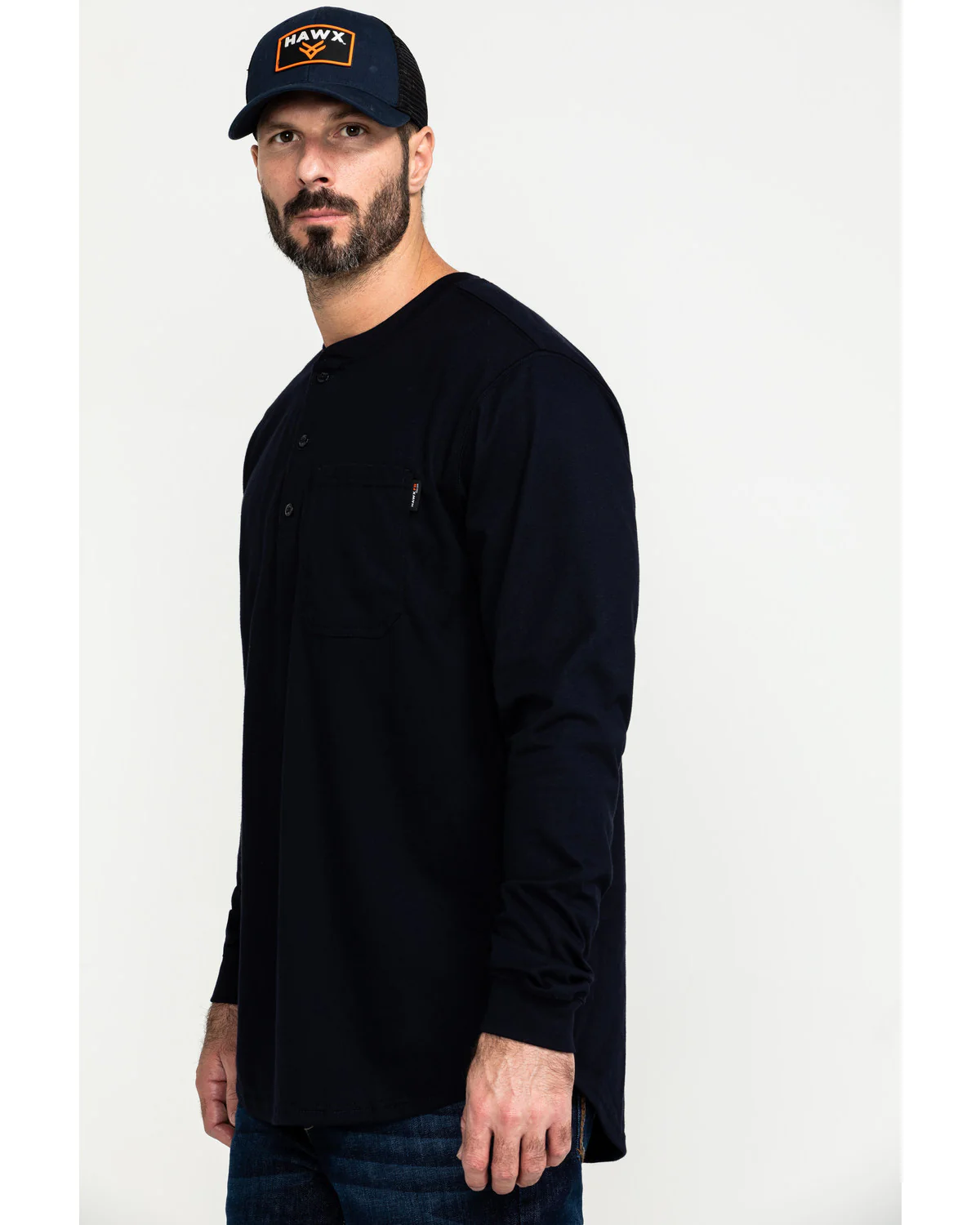 Men's Men's FR Pocket Henley Long Sleeve Work Shirt - Image 9