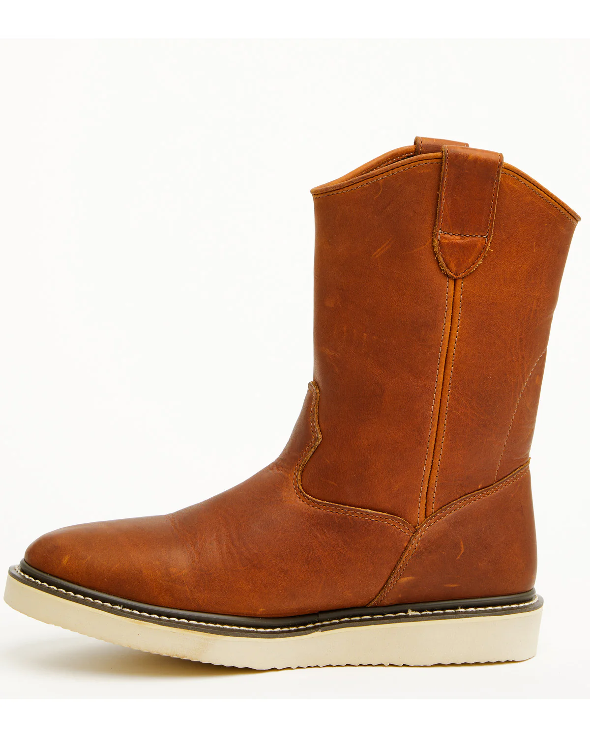 Men's 10.75" Pull-On Barnyard Leather Work Boots - Soft Toe - Image 3