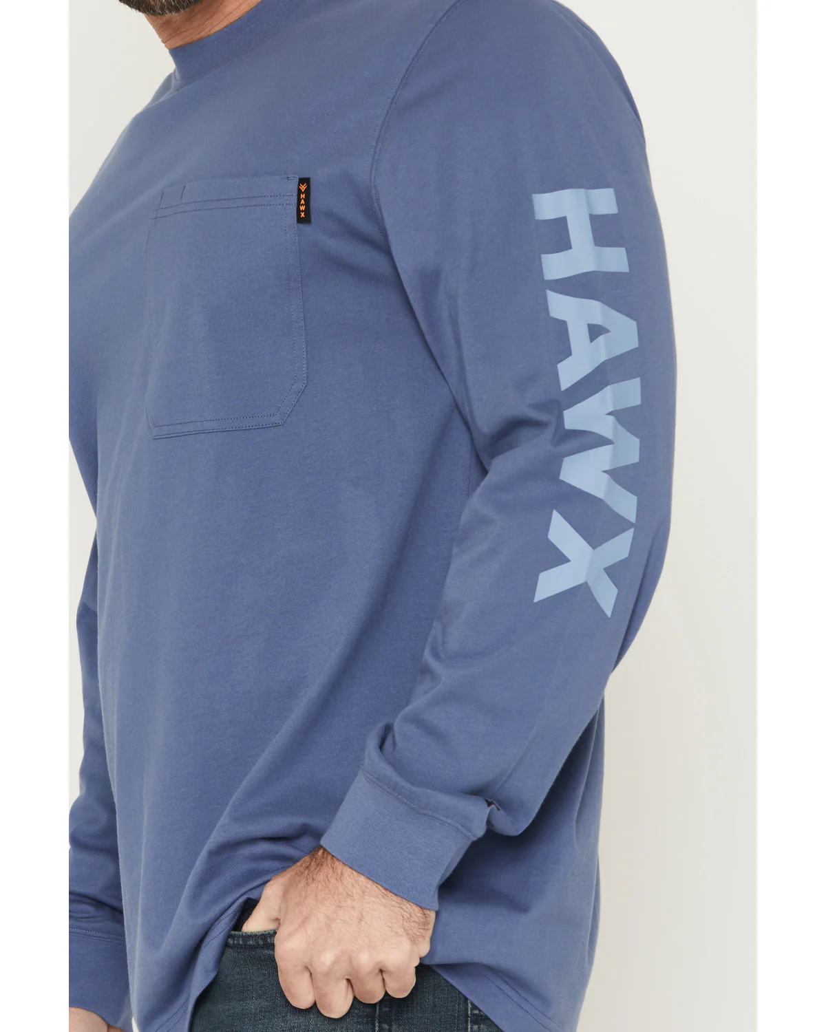 Men's Solid Graphic Logo Long Sleeve Work T-Shirt - Image 3