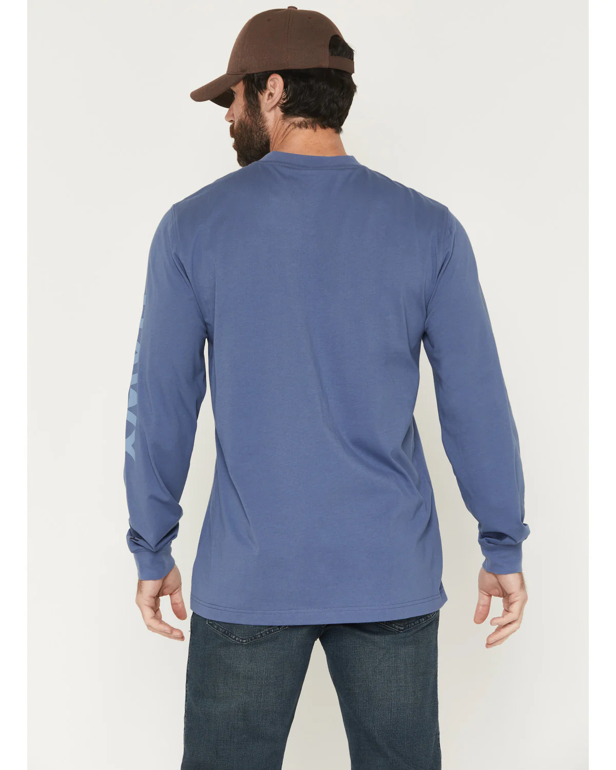 Men's Solid Graphic Logo Long Sleeve Work T-Shirt - Image 4