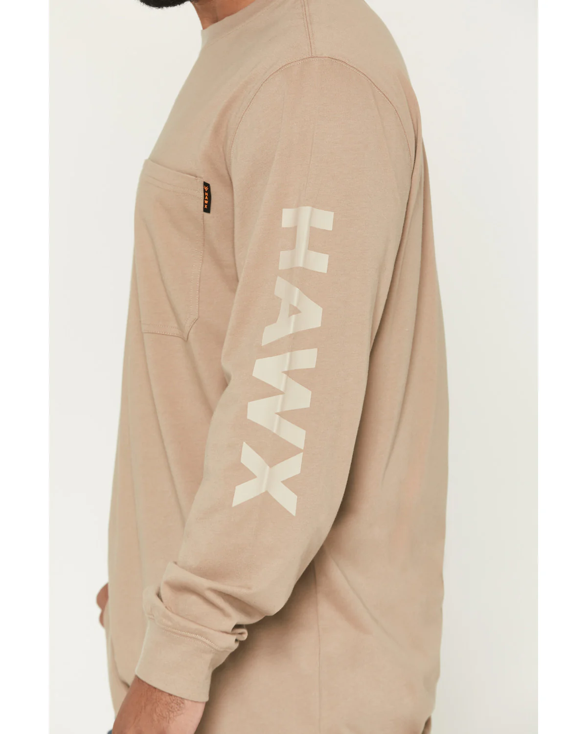 Men's Solid Graphic Logo Long Sleeve Work T-Shirt - Image 3