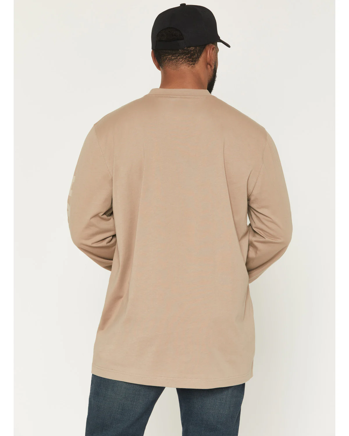 Men's Solid Graphic Logo Long Sleeve Work T-Shirt - Image 4