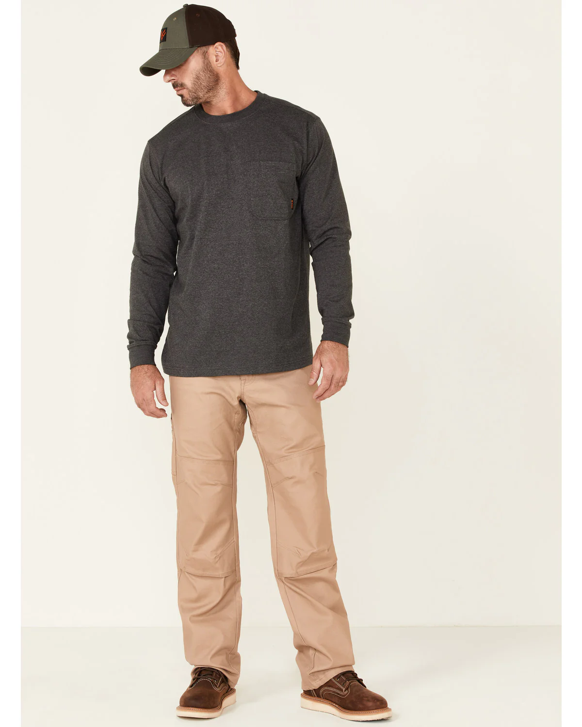 Men's Solid Charcoal Forge Long Sleeve Work Pocket T-Shirt - Image 2