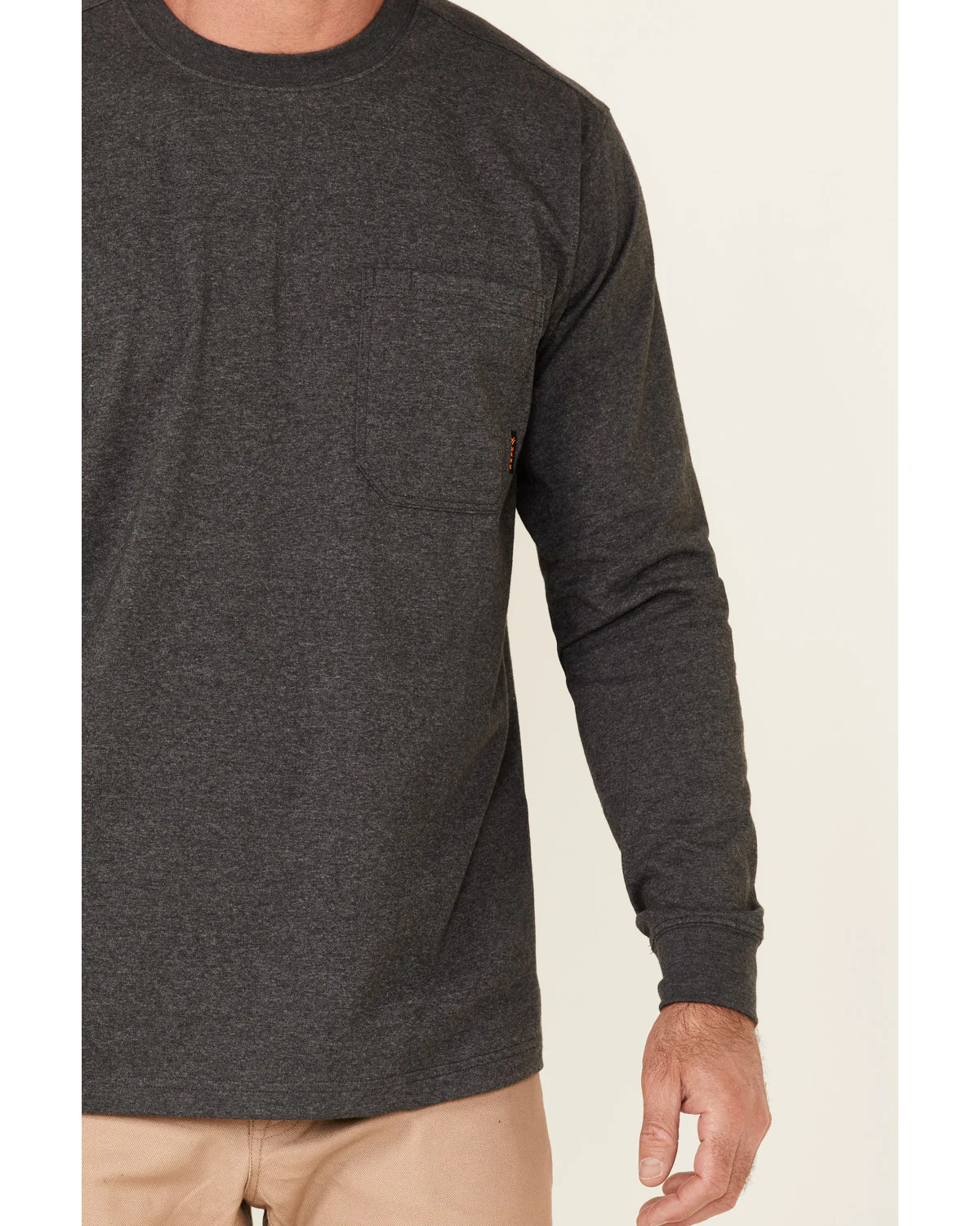 Men's Solid Charcoal Forge Long Sleeve Work Pocket T-Shirt - Big - Image 3