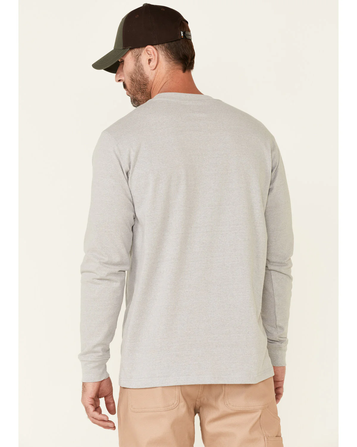 Men's Solid Light Gray Forge Long Sleeve Work Pocket T-Shirt - Image 4