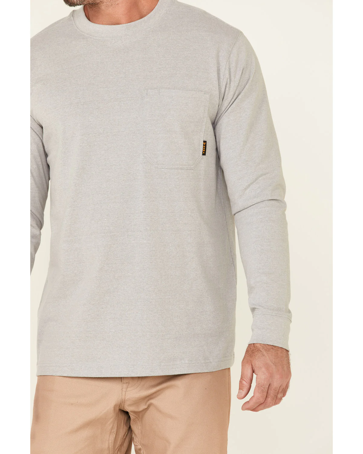 Men's Solid Light Gray Forge Long Sleeve Work Pocket T-Shirt - Tall - Image 3