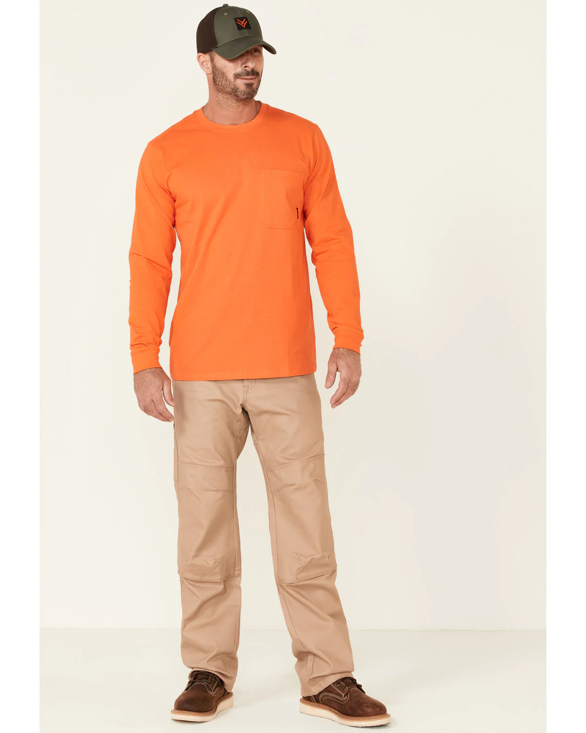 Men's Solid Orange Forge Long Sleeve Work Pocket T-Shirt - Big - Image 2