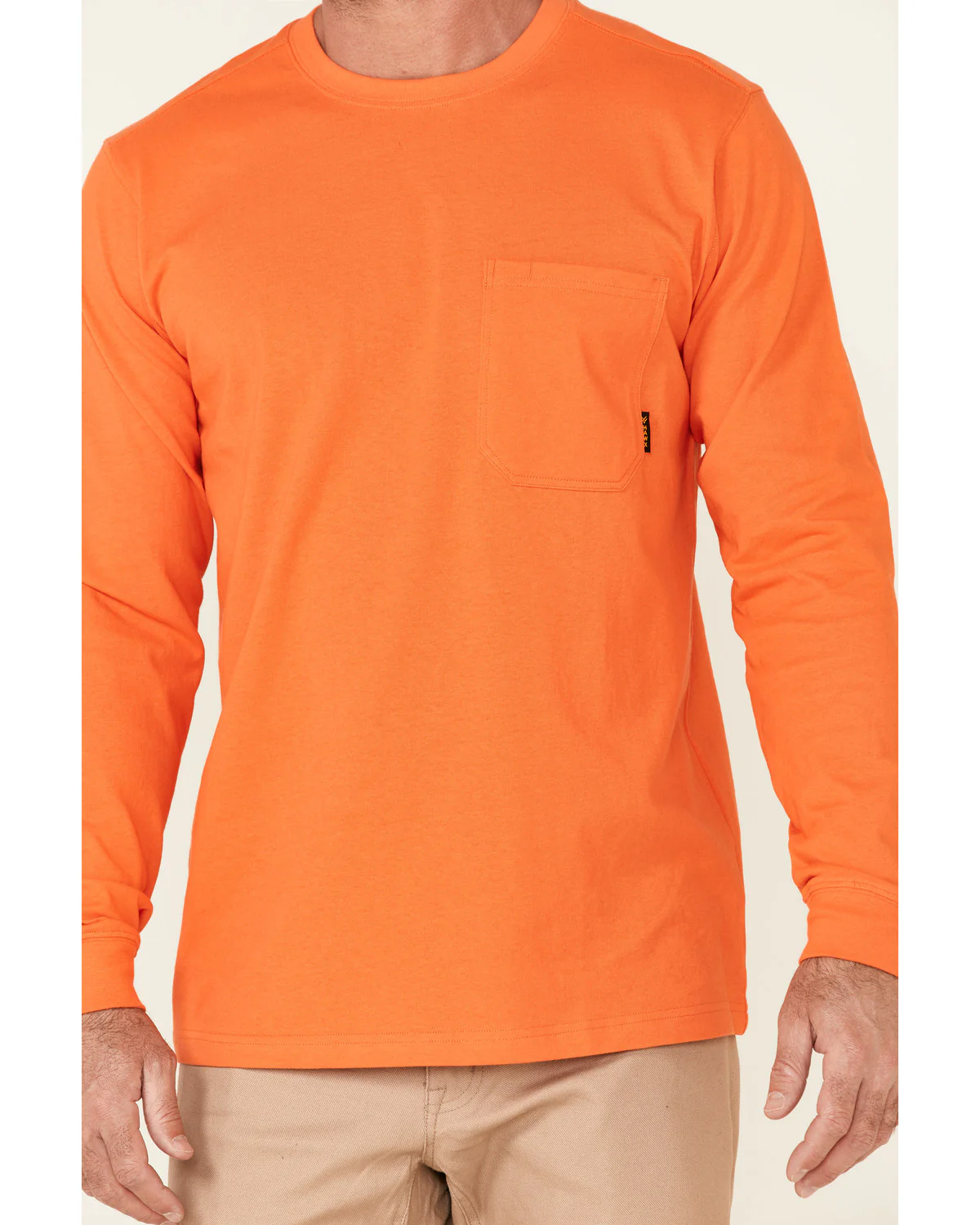 Men's Solid Orange Forge Long Sleeve Work Pocket T-Shirt - Big - Image 3